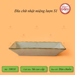 Đĩa Chữ Nhật Miệng Lượn Hoa Đào Chuồn