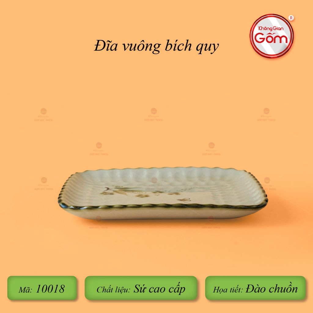 Đĩa Vuông Bích Quy Hoa Đào Chuồn