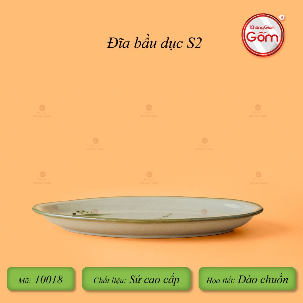 Đĩa Bầu Dục Hoa Đào Chuồn