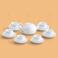 Bộ trà CK lõm men trắng in logo
