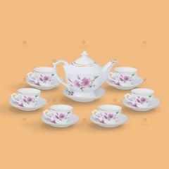 Bộ trà Đèn thần hoa đào kẻ vàng