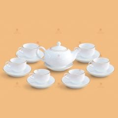 Bộ trà Minh Nguyệt men trắng in logo