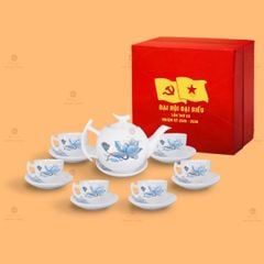 Bộ Ấm Chén Trà Trăng Khuyết Sen Xanh