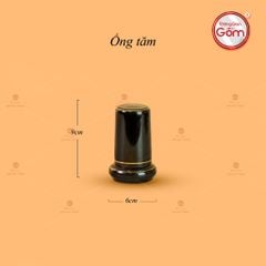 Bộ Ấm Chén Búp Sen Nâu Kẻ Vàng