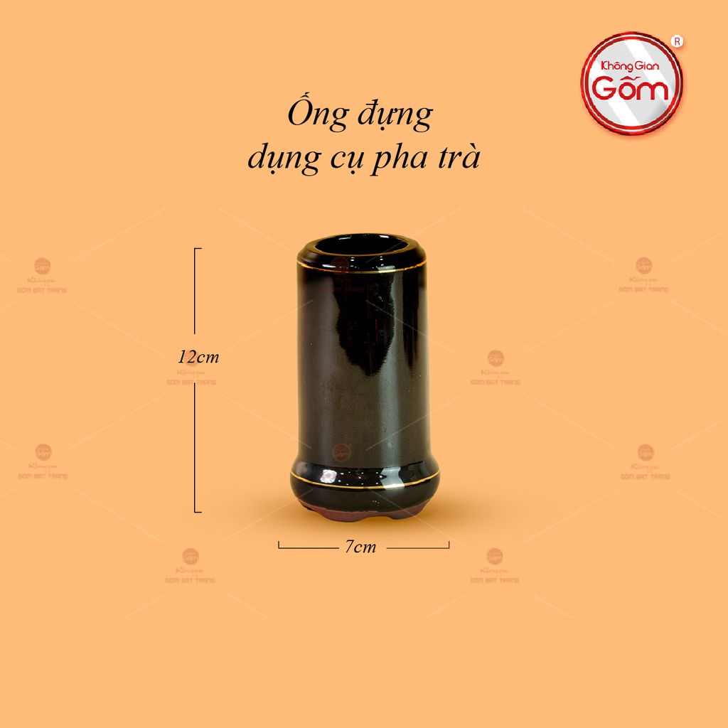 Bộ Phụ Kiện Trà Búp Sen Nâu Kẻ Vàng