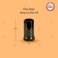 Bộ Ấm Chén Búp Sen Nâu Kẻ Vàng
