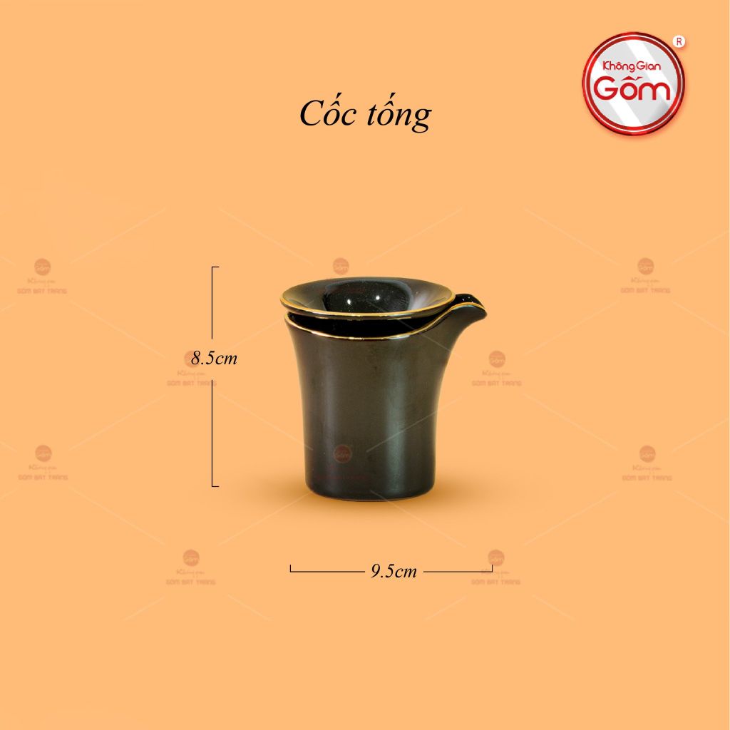 Bộ Ấm Chén Búp Sen Nâu Kẻ Vàng