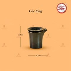 Bộ Ấm Chén Búp Sen Nâu Kẻ Vàng