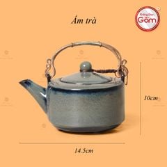 Bộ Ấm Chén Men Hỏa Biến Xám Ba Chân