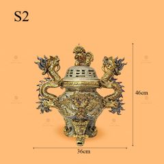 Đỉnh Hương Thờ Cúng Men Rạn Vẽ Vàng