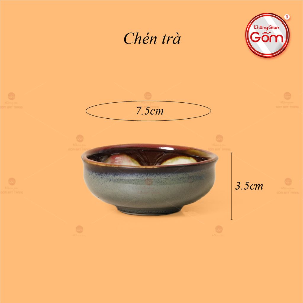 Bộ Ấm Chén Men Hỏa Biến Xám Ba Chân