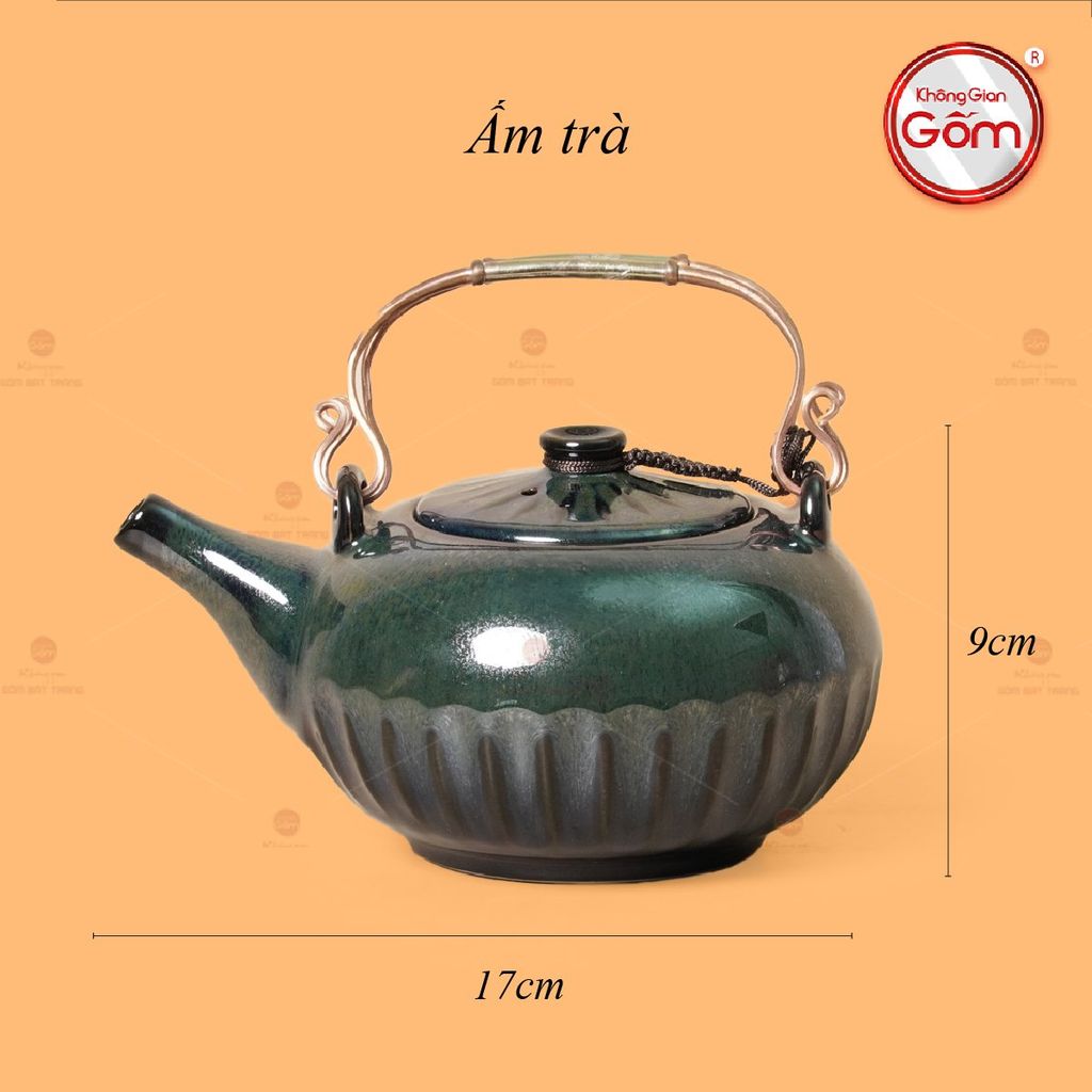Bộ Ấm Chén Giang Tây Men Hỏa Biến Múi Ngọc Thỏ