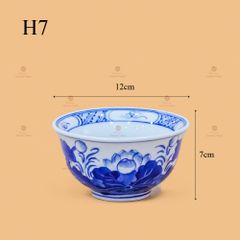 Bát Cơm Thờ Men Lam Họa Tiết Hoa Sen