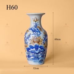 Lọ Hoa Thờ Men Rạn Nổi Họa Tiết Kim Liên