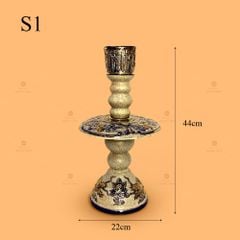 Chân Nến Thờ Men Rạn Vẽ Vàng