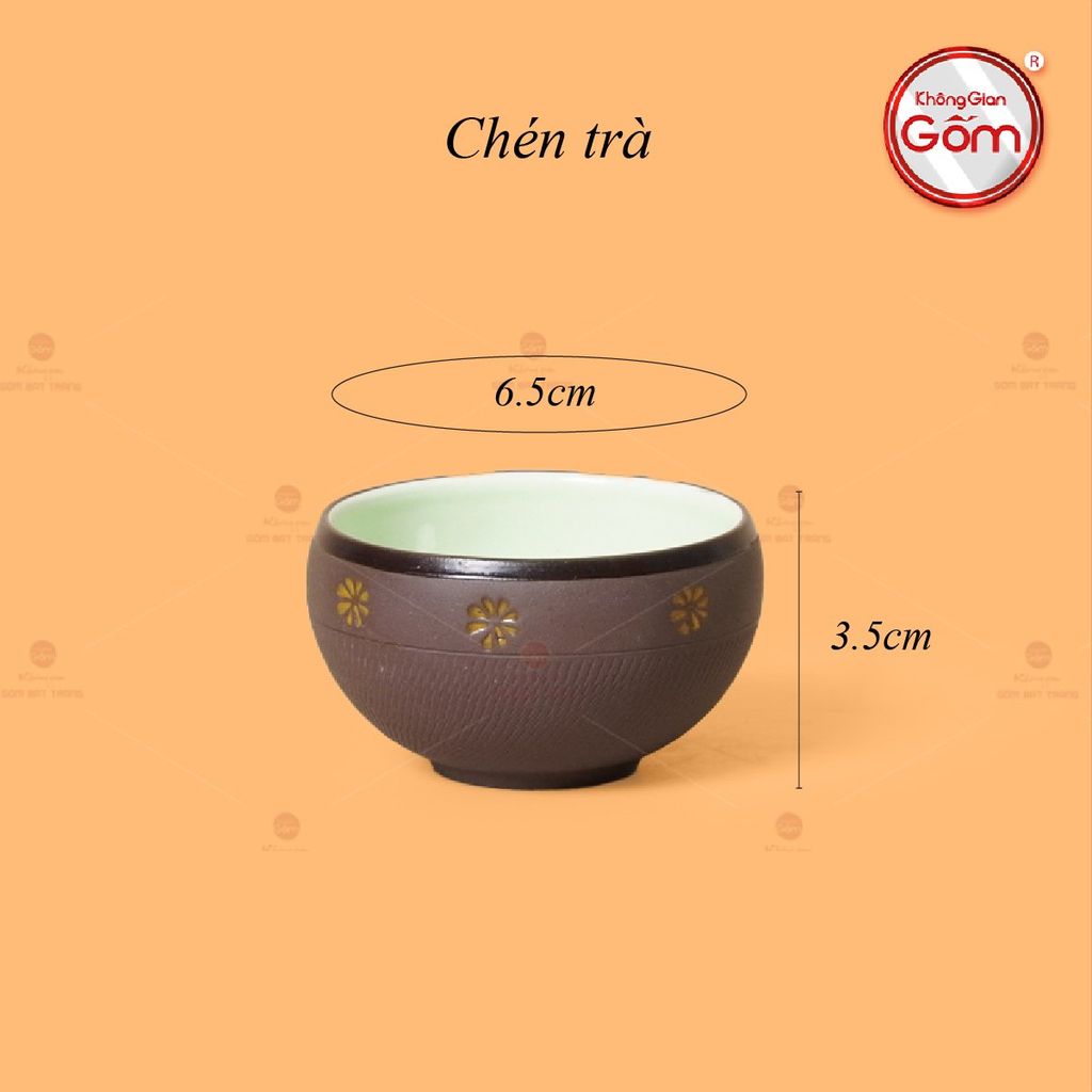 Bộ Ấm Trà Tử Sa Nâu Sao Vàng