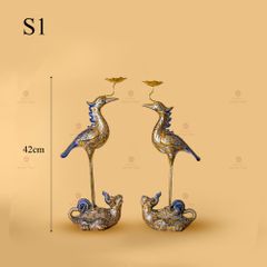 Hạc Thờ Men Rạn Vẽ Vàng (Chiếc)
