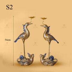Hạc Thờ Men Rạn Vẽ Vàng (Chiếc)