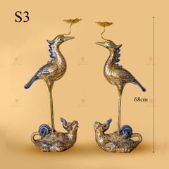 Hạc Thờ Men Rạn Vẽ Vàng (Chiếc)