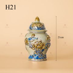 Chóe Thờ Men Hoàng Tộc Vẽ Vàng Họa Tiết Hoa Sen