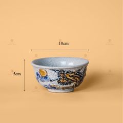 Bát Cơm Thờ Men Rạn Nổi Họa Tiết Rồng