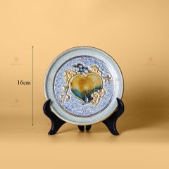 Đĩa Kê Ấm Trà Men Rạn Vẽ Vàng