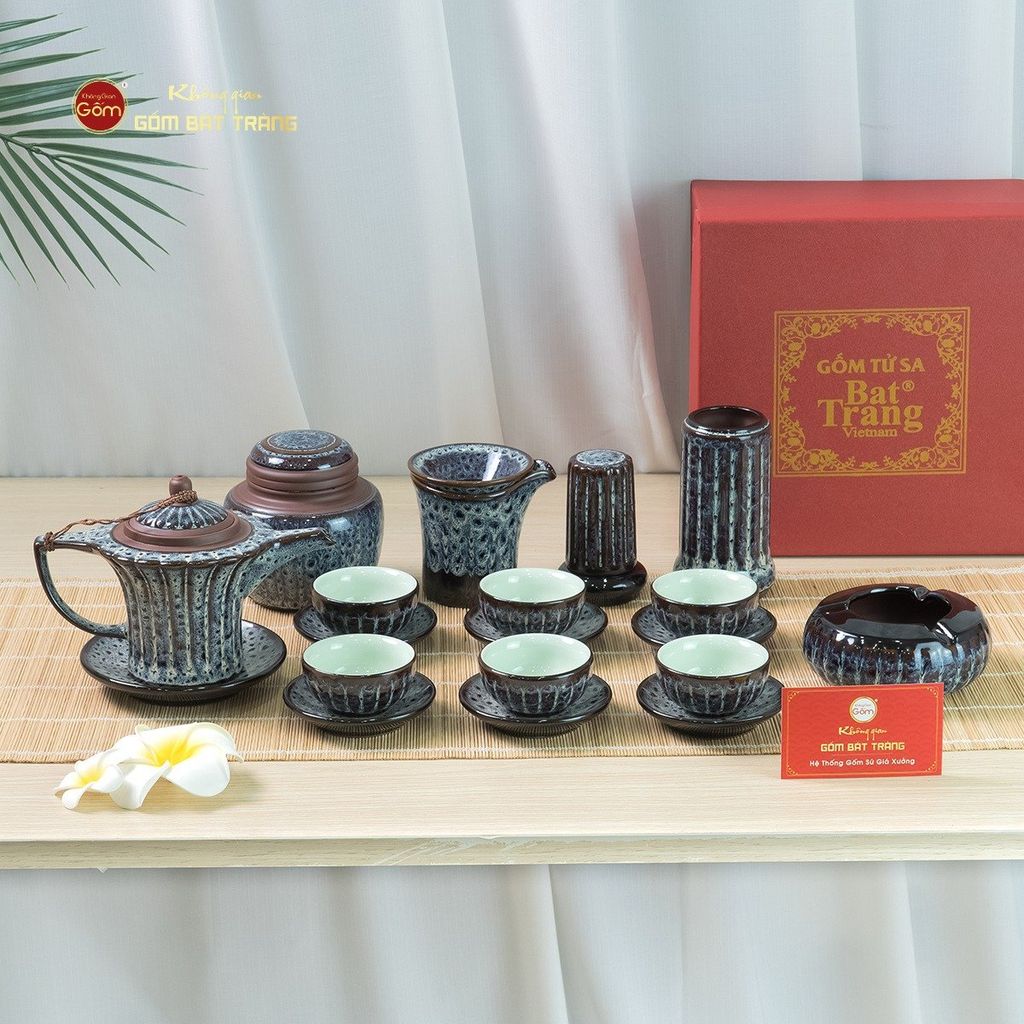 Bộ Ấm Chén Ấm Cao Múi Hoa