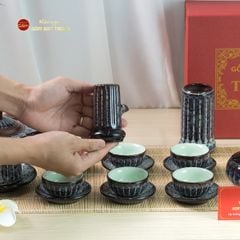 Bộ Ấm Chén Ấm Cao Múi Hoa