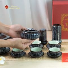 Bộ Phụ Kiện Trà Múi Hoa Men Hỏa Biến