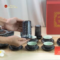 Bộ Phụ Kiện Trà Múi Hoa Men Hỏa Biến