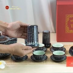 Bộ Ấm Chén Ấm Cao Múi Hoa