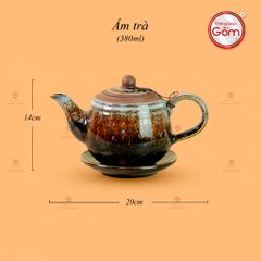 Bộ Ấm Chén Cẩm Thạch Kẻ Vàng
