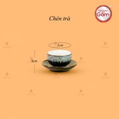 Bộ Ấm Chén Cẩm Thạch Kẻ Vàng