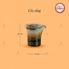 Bộ Ấm Chén Cẩm Thạch Kẻ Vàng