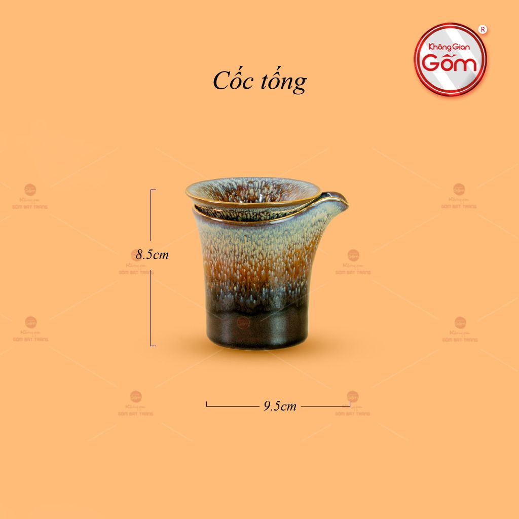 Bộ Phụ Kiện Trà Đại Cẩm Thạch Kẻ Vàng