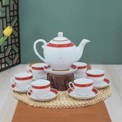 Bộ trà Camelia viền hạc đỏ