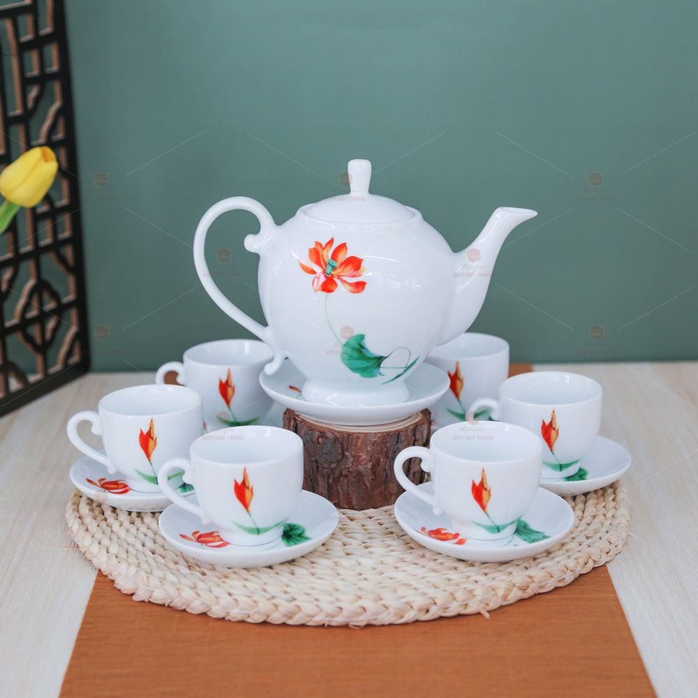 Bộ trà Camelia hồng liên