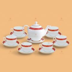 Bộ trà Camelia viền hạc đỏ