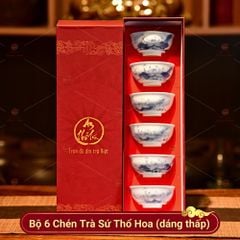 Bộ 6 Chén Trà Sứ Thổ Hoa