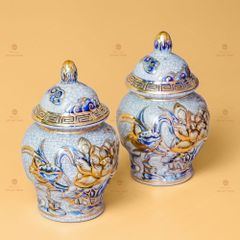 Chóe Thờ Men Rạn Vẽ Vàng Họa Tiết Hoa Sen