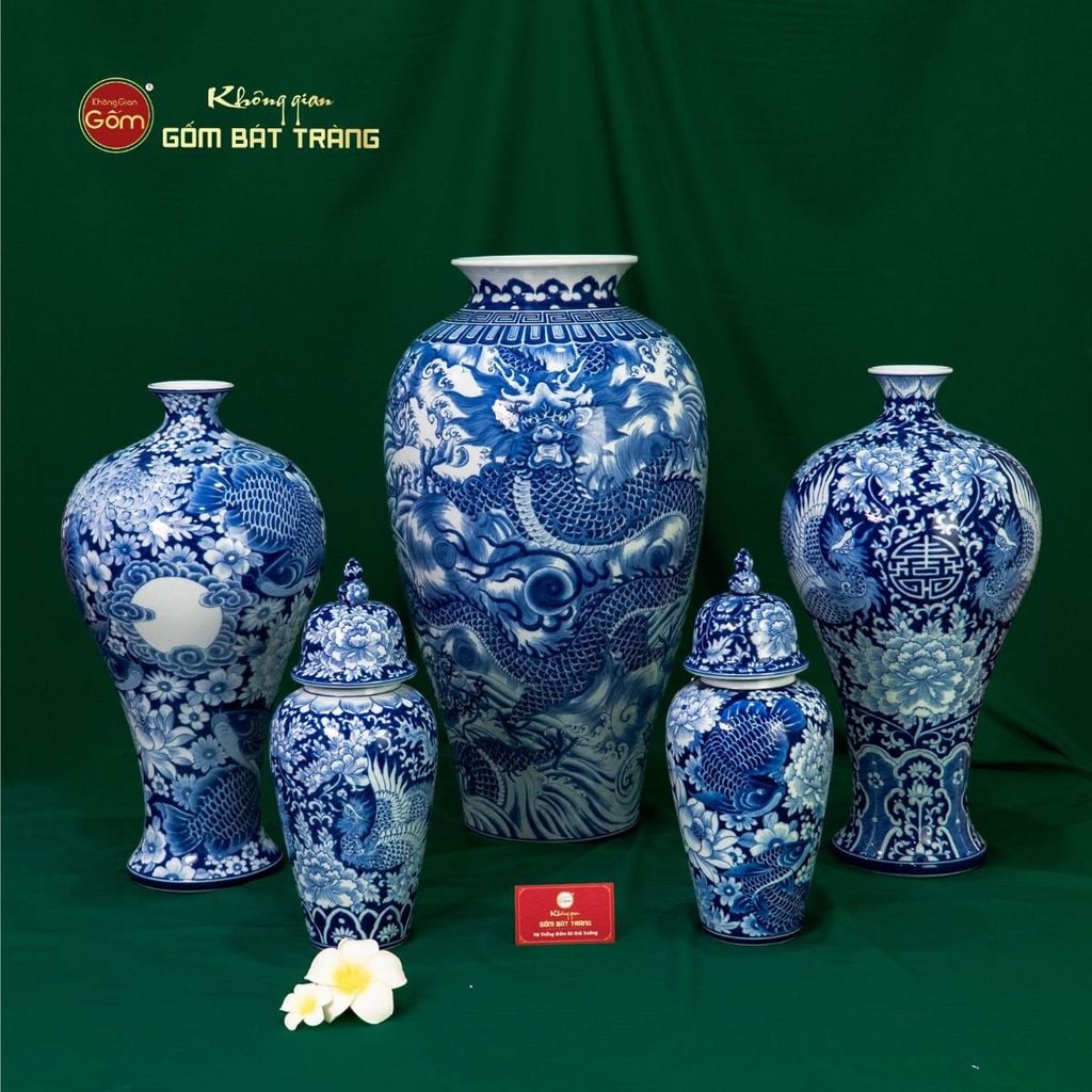 Mai Bình Men Lam Ngũ Long Khởi Thủy Thăng Vân