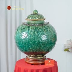 Chum Ngâm Rượu Bọc Đồng Họa Tiết Vân Lá Xoáy