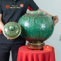 Chum Ngâm Rượu Bọc Đồng Họa Tiết Vân Lá Xoáy