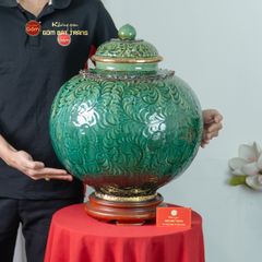 Chum Ngâm Rượu Bọc Đồng Họa Tiết Vân Lá Xoáy