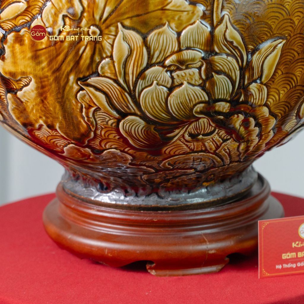 Chum Ngâm Rượu Đắp Nổi Họa Tiết Hoa Sen
