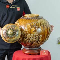 Chum Ngâm Rượu Đắp Nổi Họa Tiết Hoa Sen
