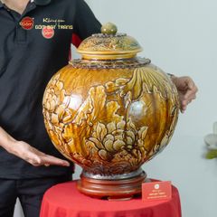 Chum Ngâm Rượu Đắp Nổi Họa Tiết Hoa Sen