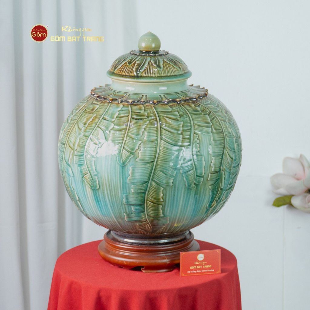 Chum Ngâm Rượu Đắp Nổi Họa Tiết Lá Chuối