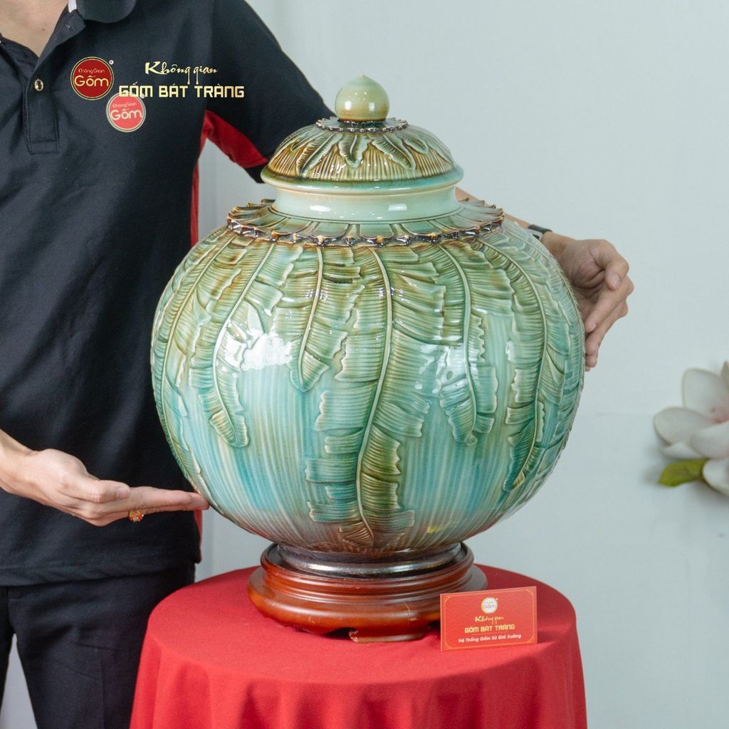 Chum Ngâm Rượu Đắp Nổi Họa Tiết Lá Chuối