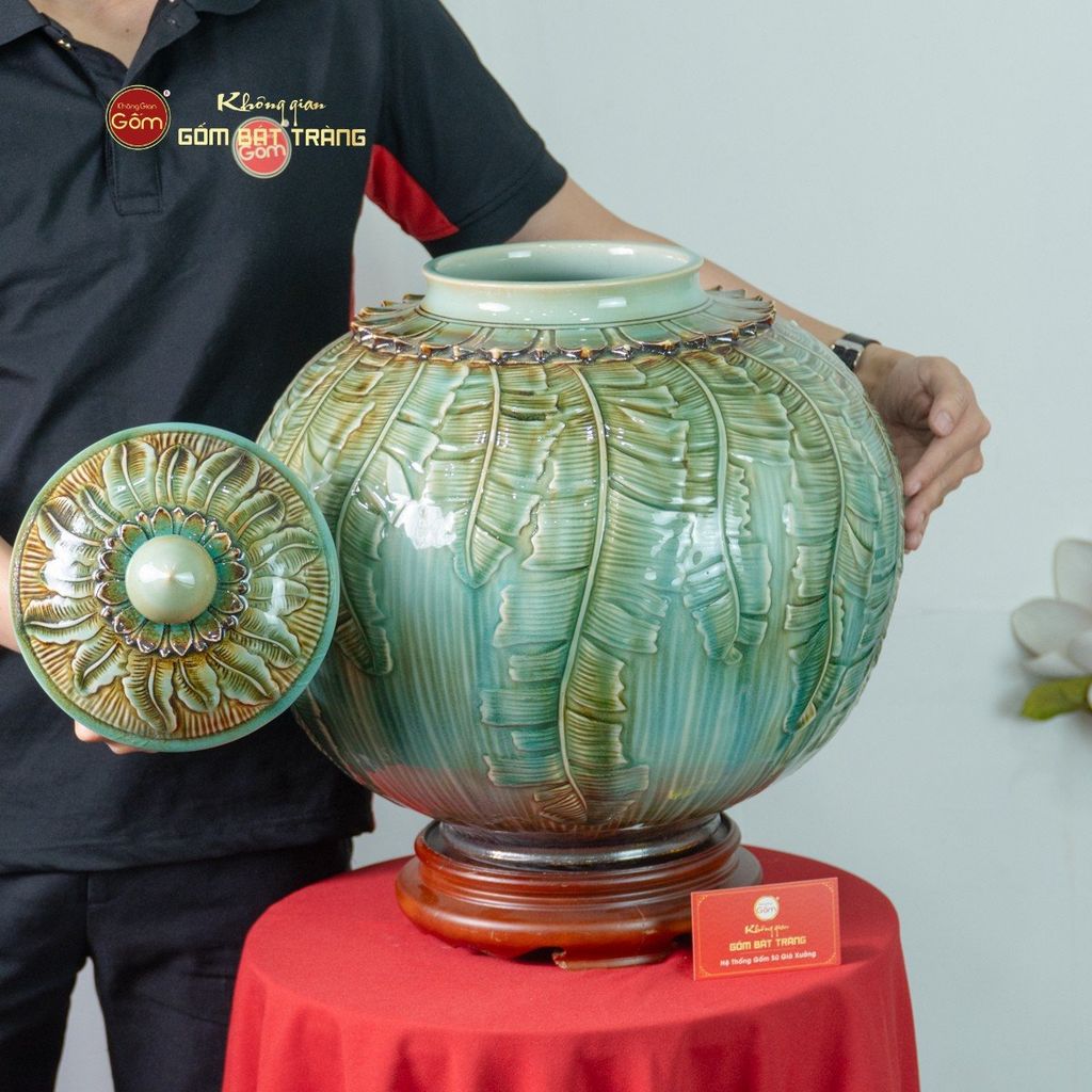 Chum Ngâm Rượu Đắp Nổi Họa Tiết Lá Chuối